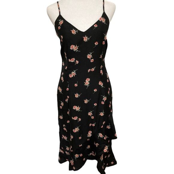 BB Dakota All Eyes On You Midi Dress size 4 NWT New Black Floral Ruffle - Picture 3 of 10